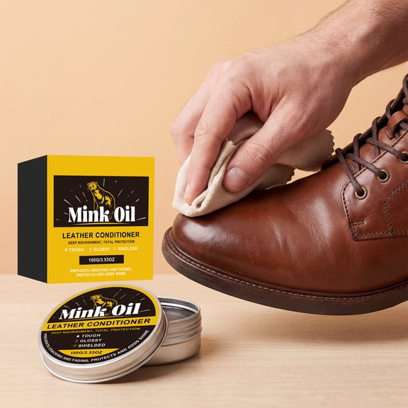 Leather Mink Oil Balm | Leather For Boots Car Interior Faux Furniture | Leather Protector For Purses Jackets Couches Shoes, 3.53 Oz Single Pack