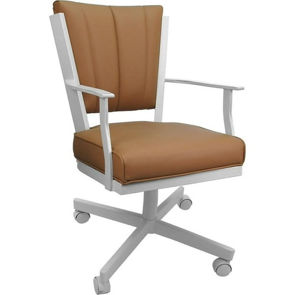 Leather Montana Dining Caster Chair Swivel Tilt - Brown on White