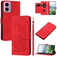 thumbnail image 1 of Leather For Motorola Moto G 5G 2024 Case Tulip Embossed 5-card  Flip Wallet Leather Case with Card Holder Magnetic Closure ,Detachable Wrist Strap,Shockproof Phone Cases Cover,Red,For Moto G 5G(2024), 1 of 9