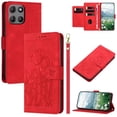 thumbnail image 1 of Leather For Motorola Moto G 5G 2025 / 2026 Case Orchids&Butterflies Embossed 5-card Flip Wallet Leather Case With Card Holder Magnetic Closure Phone Cases Cover With Hand Strap,Red, 1 of 9