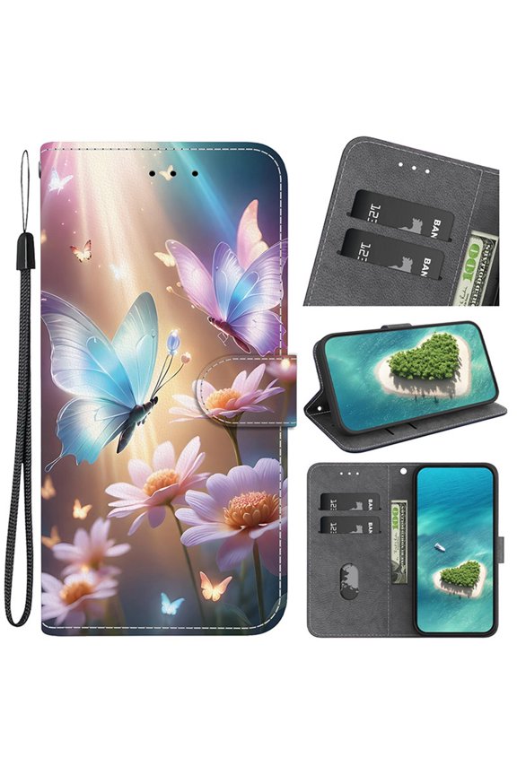 Leather For Motorola Moto G 5G 2025 6.7-inch Wallet Case Crystal Material Painted Animal&Flowers&Hearts Pattern, Wallet For Women Men Card Holder Magnetic Clasp Kickstand Folio Cover,Color-13