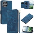 thumbnail image 1 of Leather For Motorola Moto G Play 2026 Case Orchids&Butterflies Embossed 5-card  Flip Wallet Leather Case With Card Holder Magnetic Closure Phone Cases Cover With Hand Strap,Blue,For Moto G Play 2026, 1 of 9