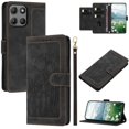 thumbnail image 1 of Leather For Motorola Moto G Play 2026 Case Orchids&Butterflies Embossed 5-card Flip Wallet Leather Case With Card Holder Magnetic Closure Phone Cases Cover With Hand Strap,Black,For Moto G Play 2026, 1 of 9