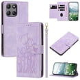 thumbnail image 1 of Leather For Motorola Moto G Power 2025 / 2026 Case Orchids&Butterflies Embossed 5-card Flip Wallet Leather Case With Card Holder Magnetic Closure Phone Cases Cover With Hand Strap,Purple, 1 of 9