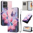thumbnail image 1 of Leather For Motorola Moto G Power 2025 / Moto G Power 2026 6.8-inch Wallet Case Embossed Painted Butterflys&Flowers Pattern, With Card Holder,Wristband,Magnetic Clasp Kickstand Folio Cover,Color-2, 1 of 6