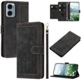 thumbnail image 1 of Leather For Motorola Moto G05 Case Tulip Embossed 5-card  Flip Wallet Leather Case with Card Holder Magnetic Closure ,Detachable Wrist Strap,Shockproof Phone Cases Cover,Black,For Moto G05, 1 of 9