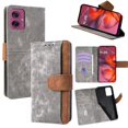 thumbnail image 1 of Leather For Motorola Moto G55 5G RFID Blocking Dual Tone Flip Wallet Case, With Card Holder Buckle Magnetic Closure Shockproof Kickstand Protective Phone Cases Cove,Grey,For Moto G55 5G, 1 of 7