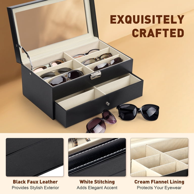Leather Multi Sunglasses Organizer for Women Men, Eyeglasses  display picture 1