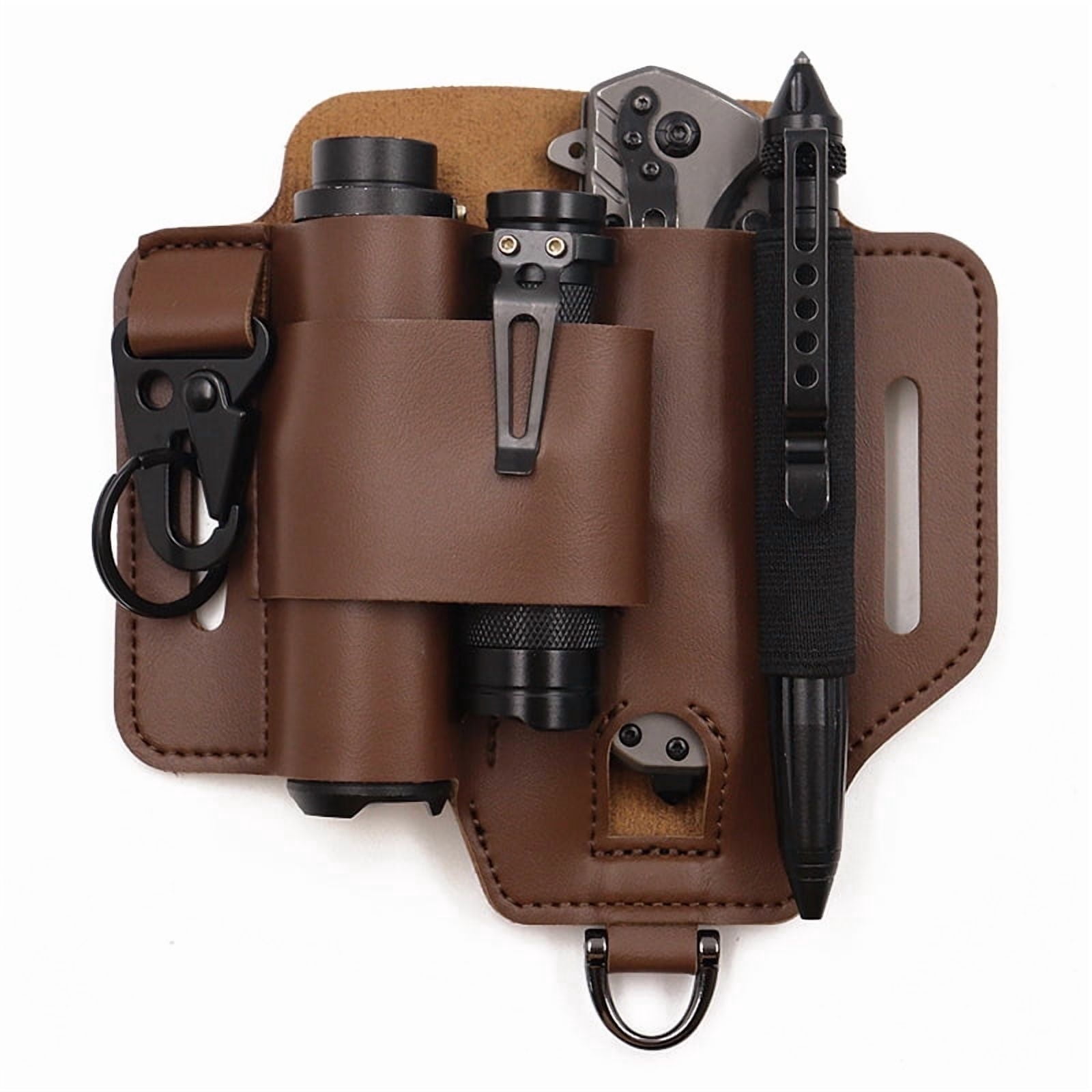 Leather Multitool Sheath EDC Belt Organizer, Crazy Horse Leather Pocket ...