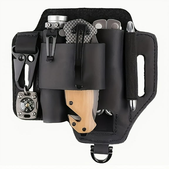 Leather Multitool Sheath,EDC Belt Organizer for Work and Daily Use,Leatherman Sheath,EDC Pocket Organizer for Flashlight and Multitool,Gifts for Men,Leather Sheath for Multitool