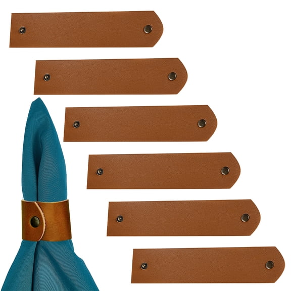 Leather Napkin Ring Set of 6 Rustic Brown Napkin Rings Serviette Buckle Holder Christmas Wedding Birthday Dinner Party Home Decoration