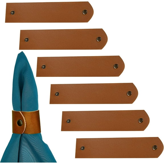 Leather Napkin Ring Set of 6 Rustic Brown Napkin Rings Serviette Buckle Holder for Christmas Wedding Birthday Dinner Party Home Decoration Colorful