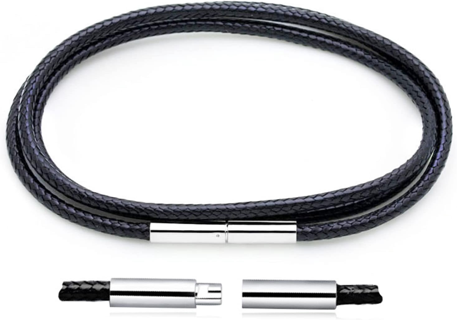 Leather Necklace Cord, 18inch-24inch Waterproof Rope Necklace for Men Women, 316L Stainless Steel Clasp, 2，3mm Width Leather Necklaces for Mens(22 inch)[m9372]