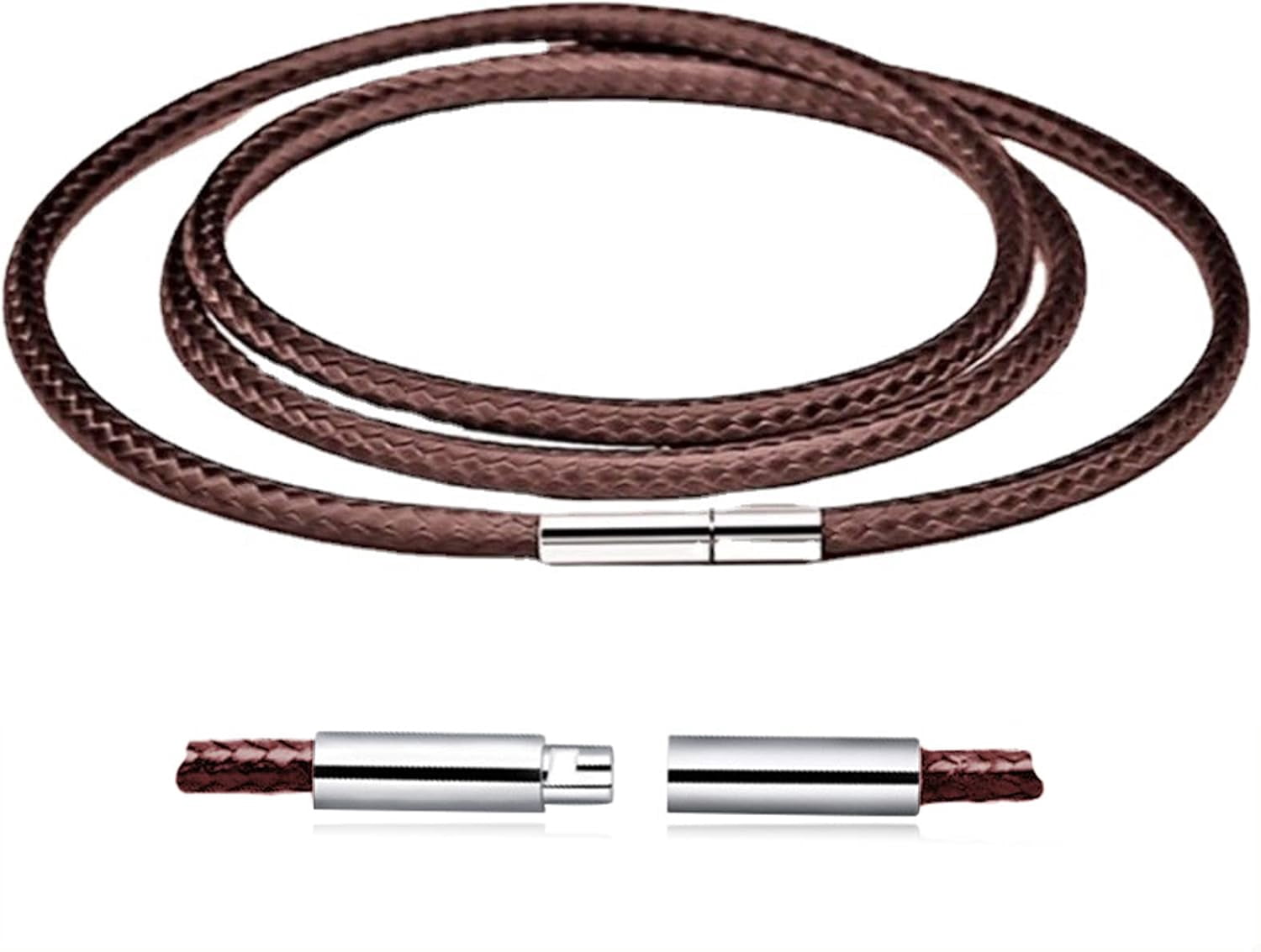 Leather Necklace Cord, 18inch-24inch Waterproof Rope Necklace for Men Women, 316L Stainless Steel Clasp, 2，3mm Width Leather Necklaces for Mens(22 inch)[n7552]