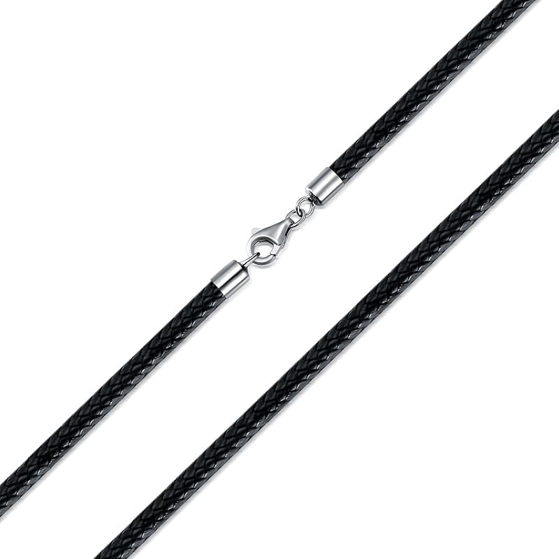 Leather Necklace Cord 2MM 3MM Leather Necklace for Men Women Leather Chain with Sterling Silver Clasp 18, 20, 22, 24, 26 Inches