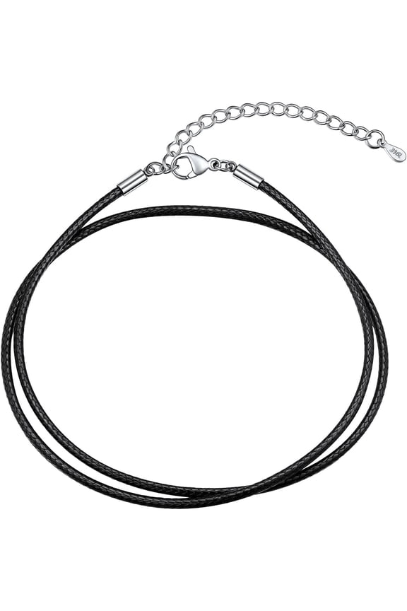 Leather Necklace Cord with Customizable Stainless Steel/Black Clasp, Waterproof Black/Brown Woven Wax Rope Chain for Men Women 1.5/2/3mm, Length 16"-30"
