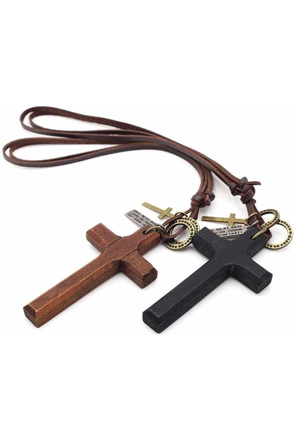 Leather Necklace for Men Double Circle Rings Leather Rope Pendant Necklace Punk Leather Chain Disc Ring Necklace Vintage Jewelry Gift