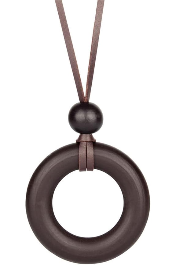 Leather Necklace for Men Double Circle Rings Leather Rope Pendant Necklace Punk Leather Chain Disc Ring Necklace Vintage Jewelry Gift