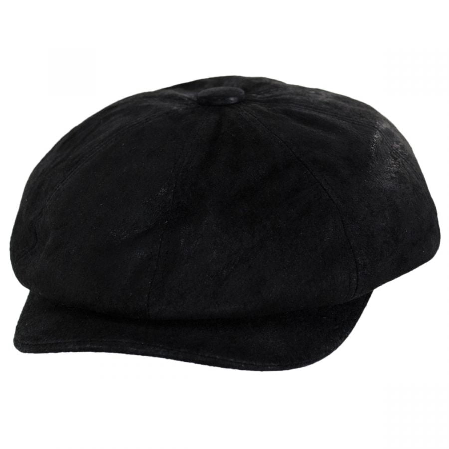 Leather Newsboy Cap - Black - S - Black - Walmart.com