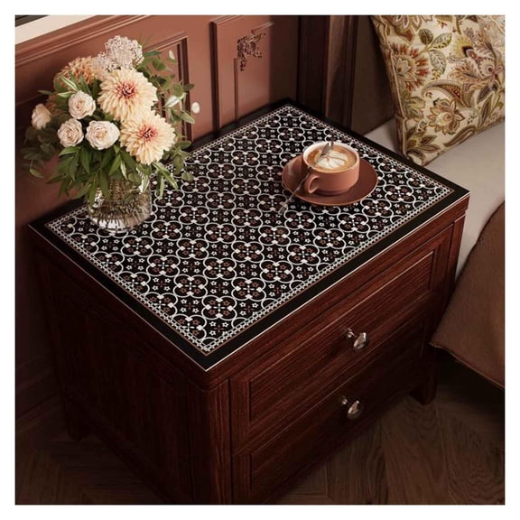 Leather Nightstand Cover,Waterproof Table Cloth,Furniture Protective Cover, Wipeable Dust-Proof Tabletop Decor for Living Room Bedroom