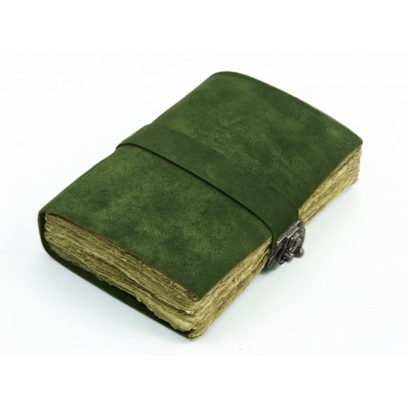 Leather Notebook, 200 Blank Deckle Edge Paper, Handmade Fancy Bound Journal For Women and Men