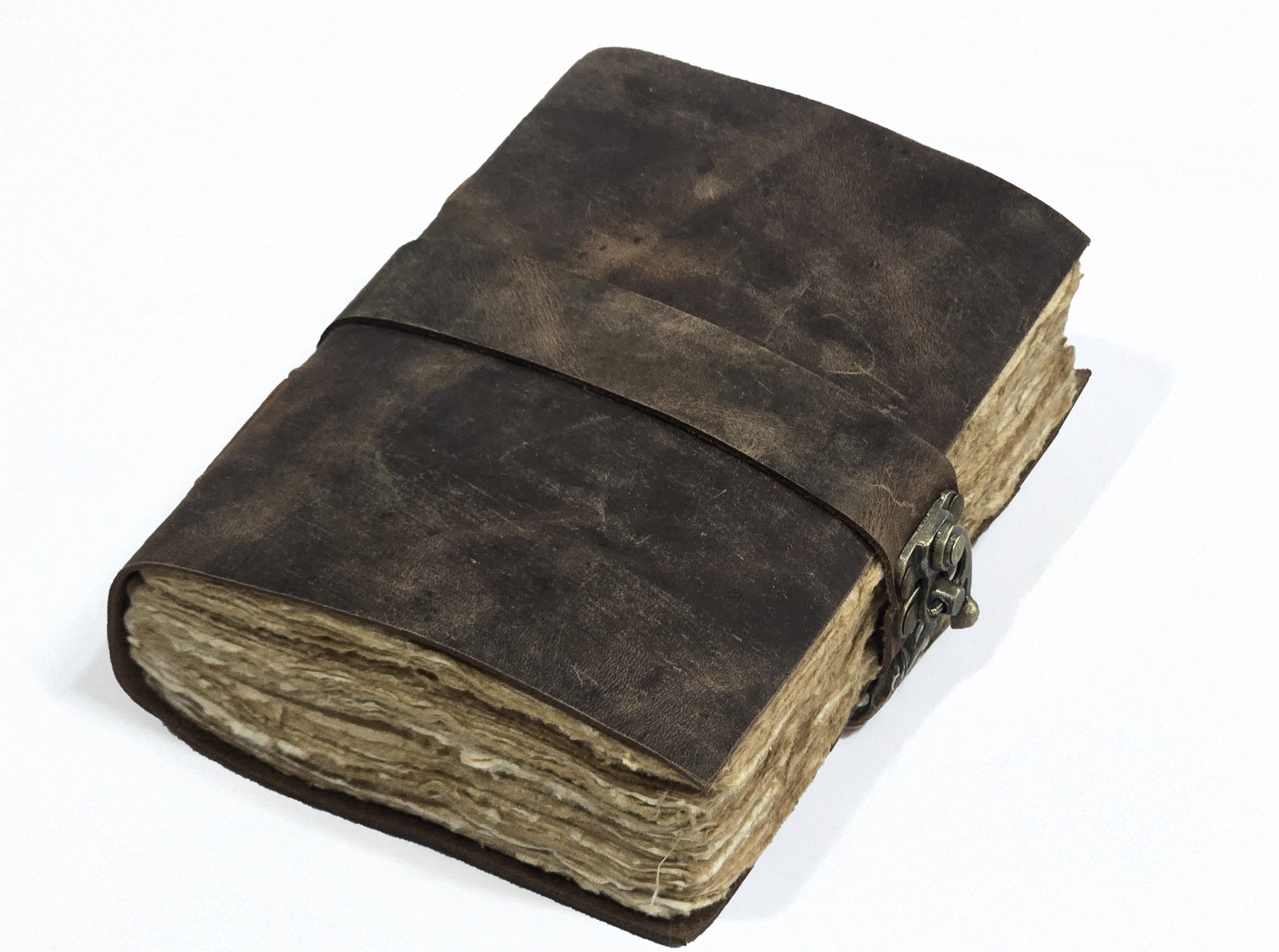 Leather Notebook, 200 Blank Deckle Edge Paper, Handmade Fancy Bound Journal For Women and Men