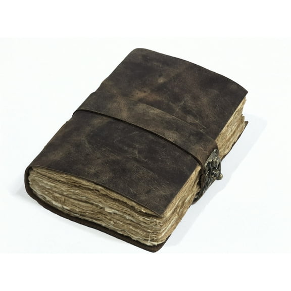 Leather Notebook, 200 Blank Deckle Edge Paper, Handmade Fancy Bound Journal For Women and Men