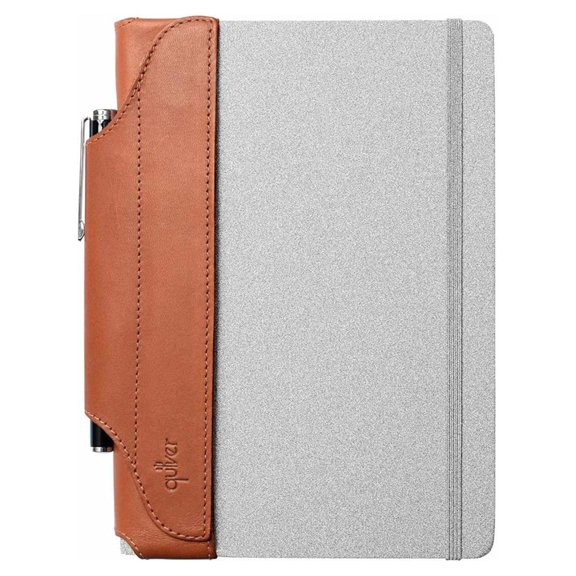 Leather Notebook Cover Single Pen Holder - A5 Notebook Sleeve, Reusable Elastic Journal Cover, Fits 8-8.5 Inch Notebooks