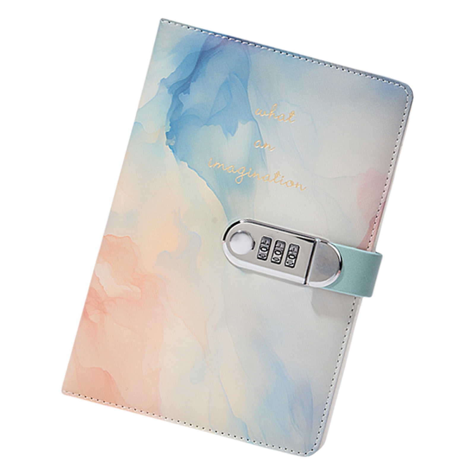 Leather Notebook Travel Journal with Combination Lock for Journaling 145x215mm Password Lined Diary with Pen Holder