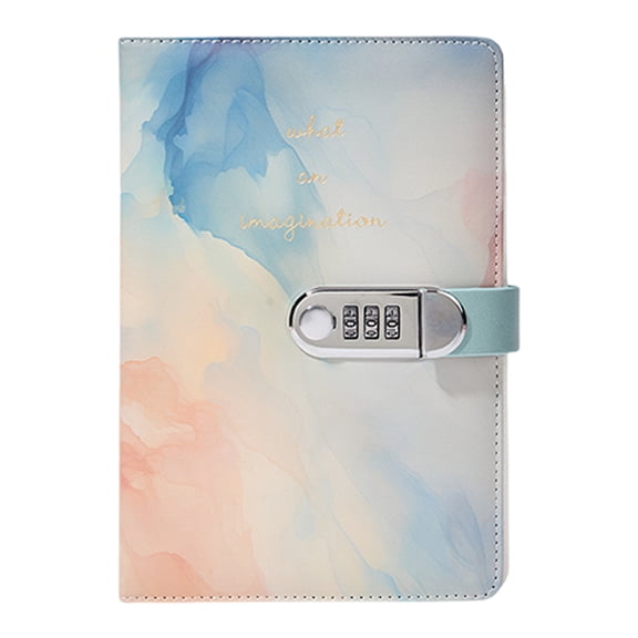 Leather Notebook Writing Journal with Combination Lock Password Planner Lockable Lined Diary with Pen Holder 5.7x8.5Inch
