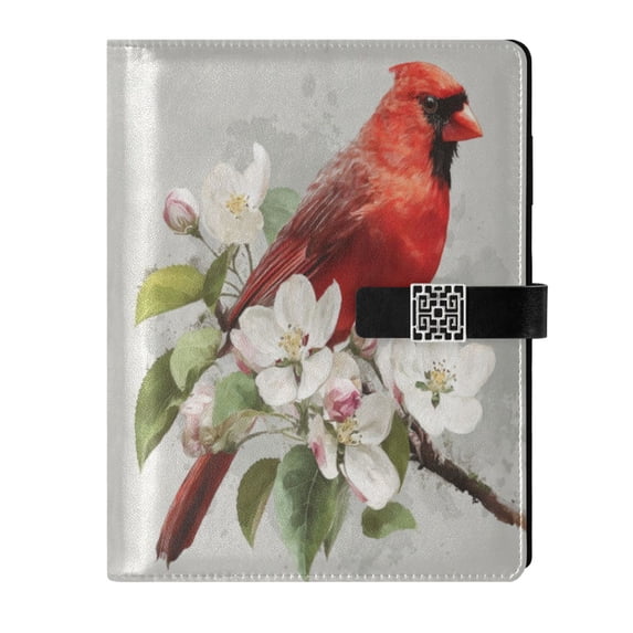 Leather Notebook with Pen Holder Writing Notepad Includes 100 Pages Lined Journal Beautiful Red Bird