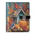 thumbnail image 1 of Leather Notebook with Pen Holder Writing Notepad Includes 100 Pages Lined Journal Birdhouse and Colorful Birds, 1 of 6