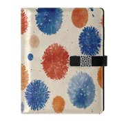 Leather Notebook with Pen Holder Writing Notepad Includes 100 Pages Lined Journal Blue Splashes Artistic Pattern