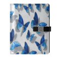 thumbnail image 1 of Leather Notebook with Pen Holder Writing Notepad Includes 100 Pages Lined Journal Blue and White Butterfly, 1 of 6