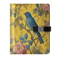 thumbnail image 1 of Leather Notebook with Pen Holder Writing Notepad Includes 100 Pages Lined Journal Bluebird Surrounded by Flowers, 1 of 6