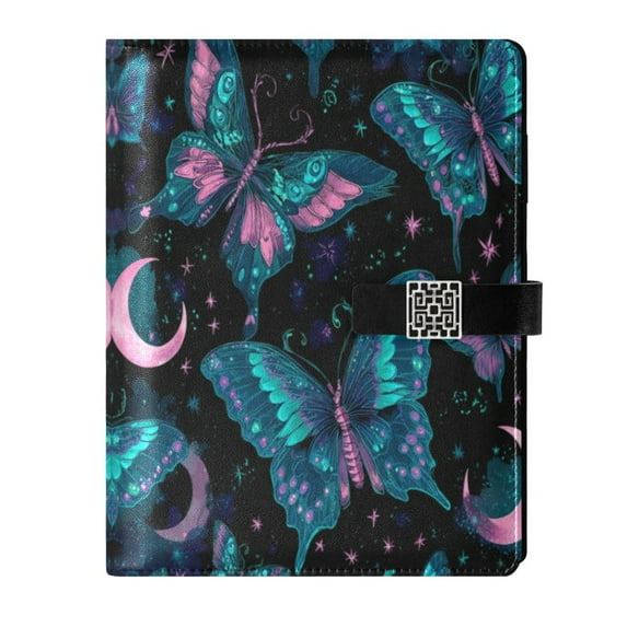 Leather Notebook with Pen Holder Writing Notepad Includes 100 Pages Lined Journal Butterfly and The Moon