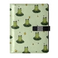 thumbnail image 1 of Leather Notebook with Pen Holder Writing Notepad Includes 100 Pages Lined Journal Cute Frogs on Lily Pads, 1 of 6