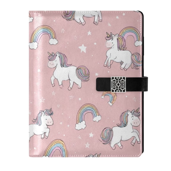 Leather Notebook with Pen Holder Writing Notepad Includes 100 Pages Lined Journal Cute Unicorn Pattern