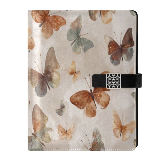 Leather Notebook with Pen Holder Writing Notepad Includes 100 Pages Lined Journal Earthy Tones Butterflies