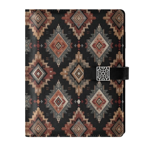 Leather Notebook with Pen Holder Writing Notepad Includes 100 Pages Lined Journal Earthy Tones Rhombus Shape