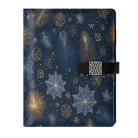 Leather Notebook with Pen Holder Writing Notepad Includes 100 Pages Lined Journal Golden Pine Needles