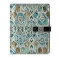 thumbnail image 1 of Leather Notebook with Pen Holder Writing Notepad Includes 100 Pages Lined Journal Intricate Pastel Blue Pattern, 1 of 6