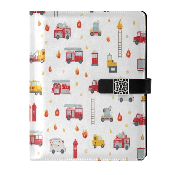 Leather Notebook with Pen Holder Writing Notepad Includes 100 Pages Lined Journal Red Fiery Awesome Patterns