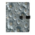 thumbnail image 1 of Leather Notebook with Pen Holder Writing Notepad Includes 100 Pages Lined Journal Silver Flowers Pattern, 1 of 6