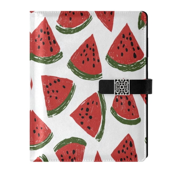 Leather Notebook with Pen Holder Writing Notepad Includes 100 Pages Lined Journal Watermelon Slice Pattern