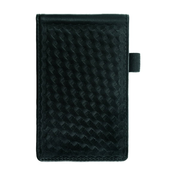 Hero’s Pride Leather Notepad Case with Pen Holder – Black, Basket Weave, 3-5/8" x 5-3/4"