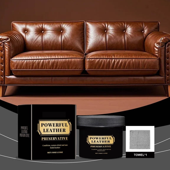 Leather Nourishing Wax & Scratch Repair Cream - Restore Conditioner for Leather Bags, Furniture, Car Seats - High-Gloss Protective Polish for Cracked, Faded Leather - Multi-Surface Care