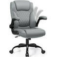 thumbnail image 1 of Leather Office Chair, PU Home Computer Desk Chairs with Ergonomic Back Support, 360°Swivel Free, Small Gaming Chair with Wheels and Adjustable Armrests, for Short People Use(1 pack, Grey), 1 of 8