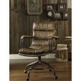 thumbnail image 1 of Leather Office Chair With Vintage Aesthetics - High Back, Fixed , Brown Whiskey Sitting Metal Base, Color, 1 of 2