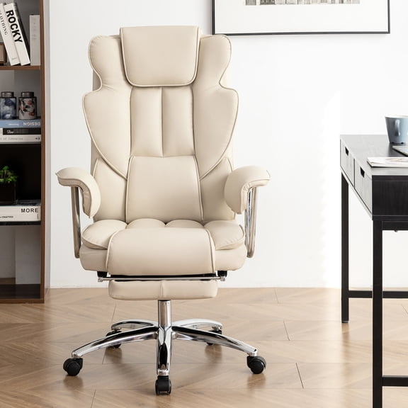 Leather Office Chair with Padded Armrests / Scratch and Stain Resistant